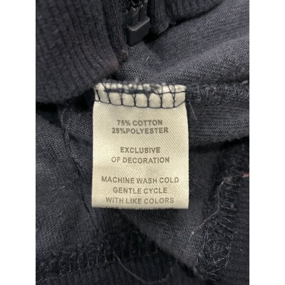 Two-Piece Navy Velour Zip-Up Tracksuit With High Collar Elastic Waist Sz M/L - Picture 7 of 16